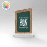 Chevalet chêne couleur asymétrique - Support QR Code pour restaurant