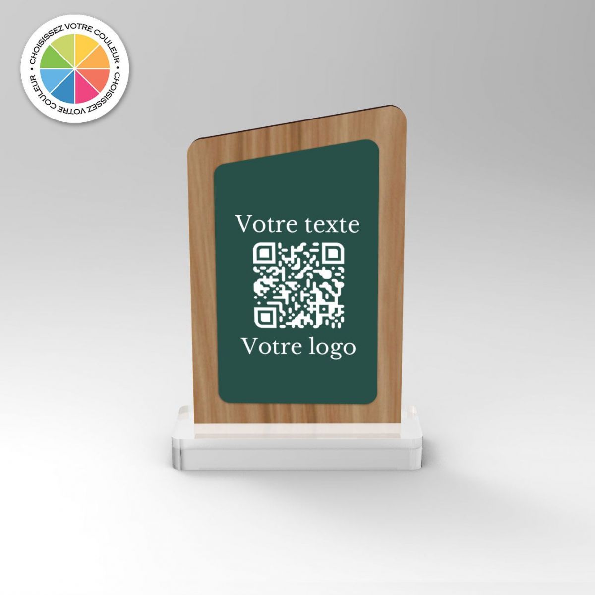 chevalet-chene-couleur-asymetrique-support-qr-code-pour-restaurant Chevalet chêne couleur asymétrique - Support QR Code pour restaurant - Image 1