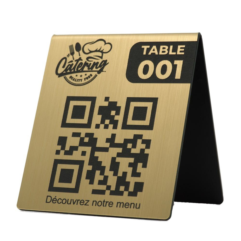 Chevalet de Table QR Code + Logo et Numéro de Table (recto verso)