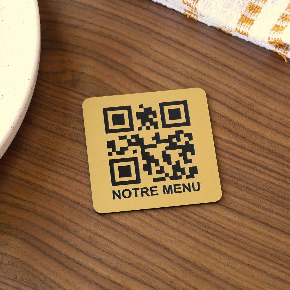 Plaque QR code Carré Gravé à poser avec phrase