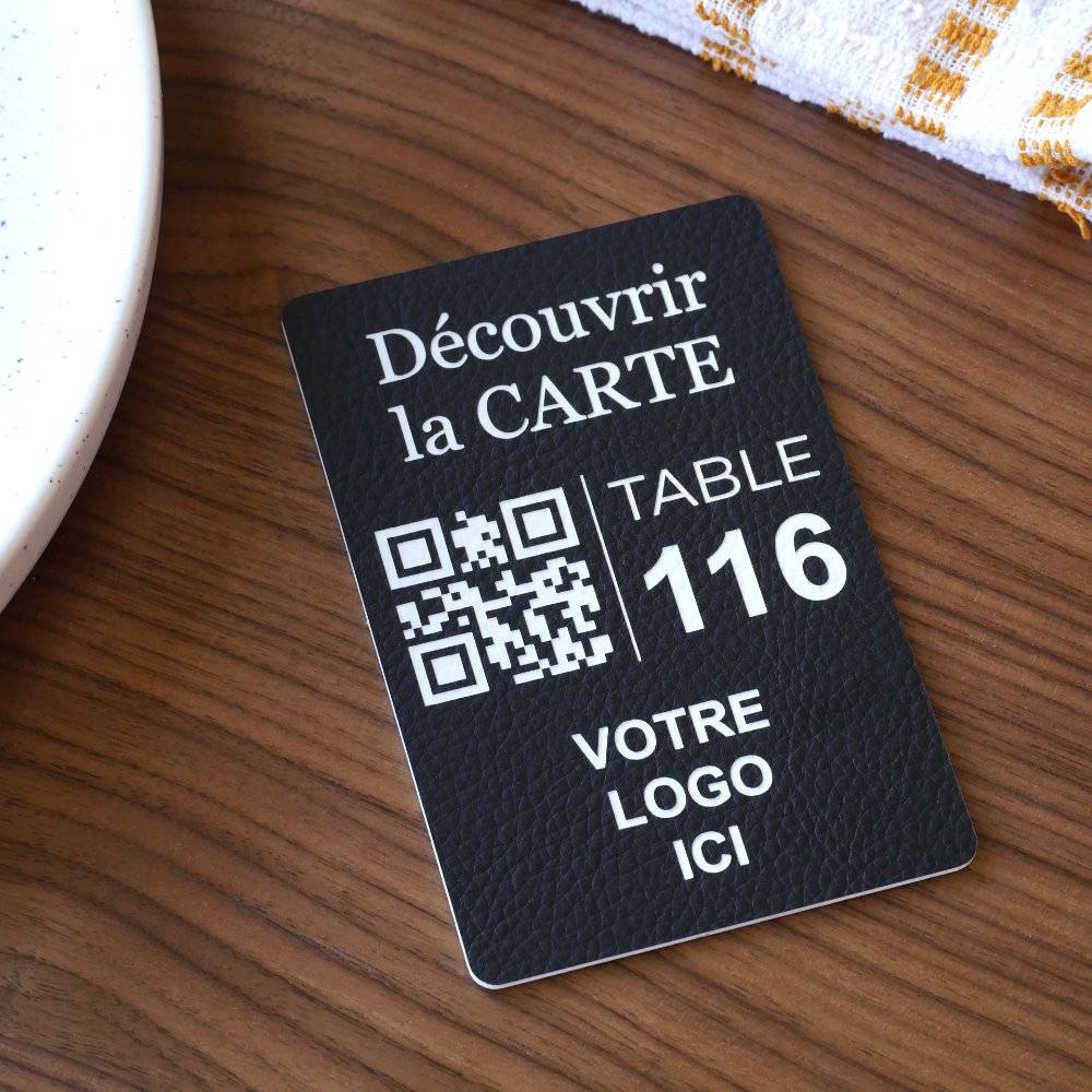 Plaque QR code Carré Gravé à poser + Logo + Numéro
