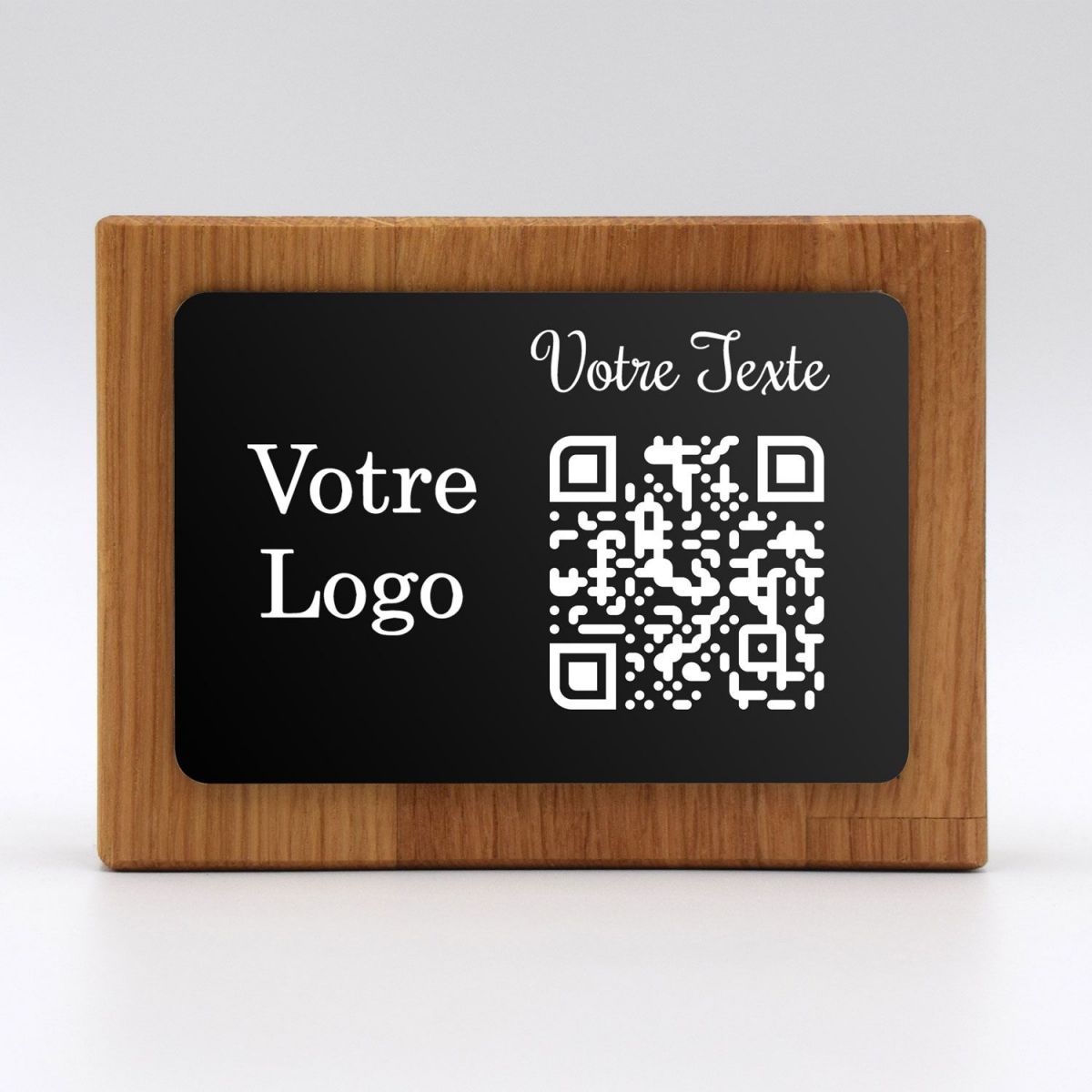 qr-code-resto Aspect noir - Totem QR Code resto - Horizontal bois - Image 1