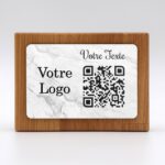Aspect marbre blanc - Totem QR Code horizontal bois